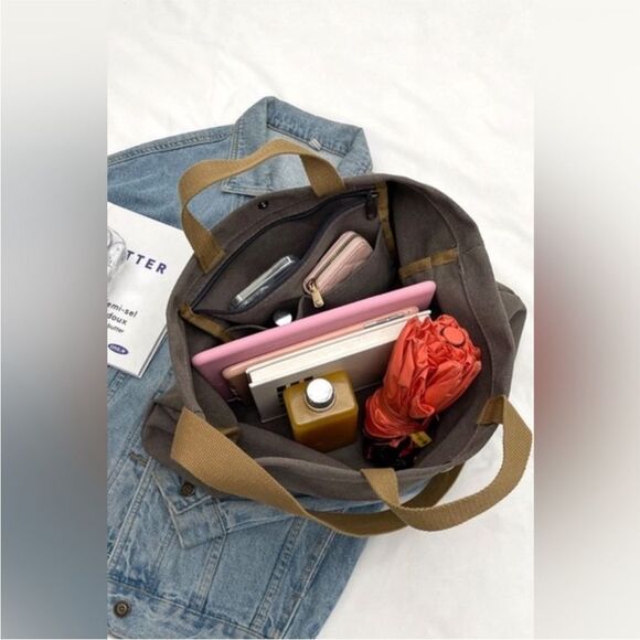 MINIMALIST LARGE CAPACITY CANVAS SHOULDER TOTE BAG - Picture 5 of 5